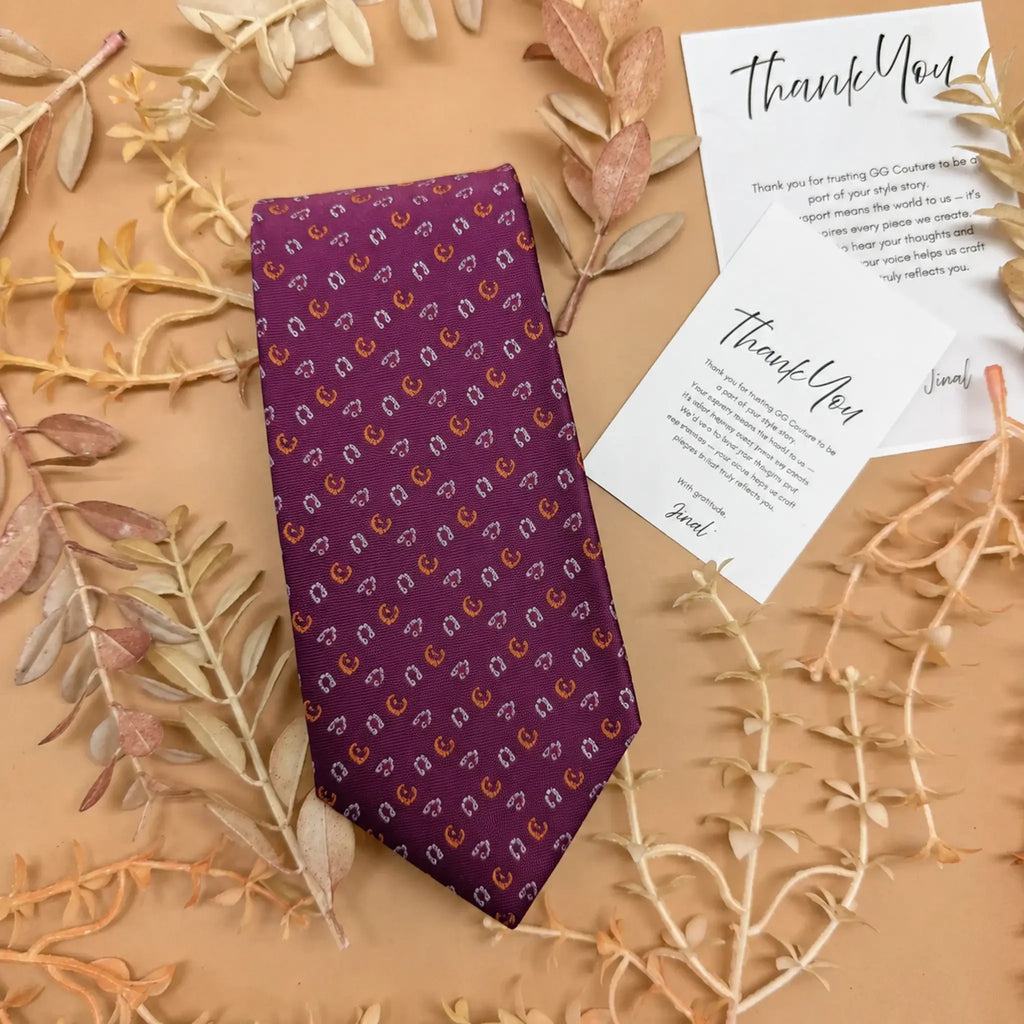 Royal Purple Floral Motif Silk Necktie