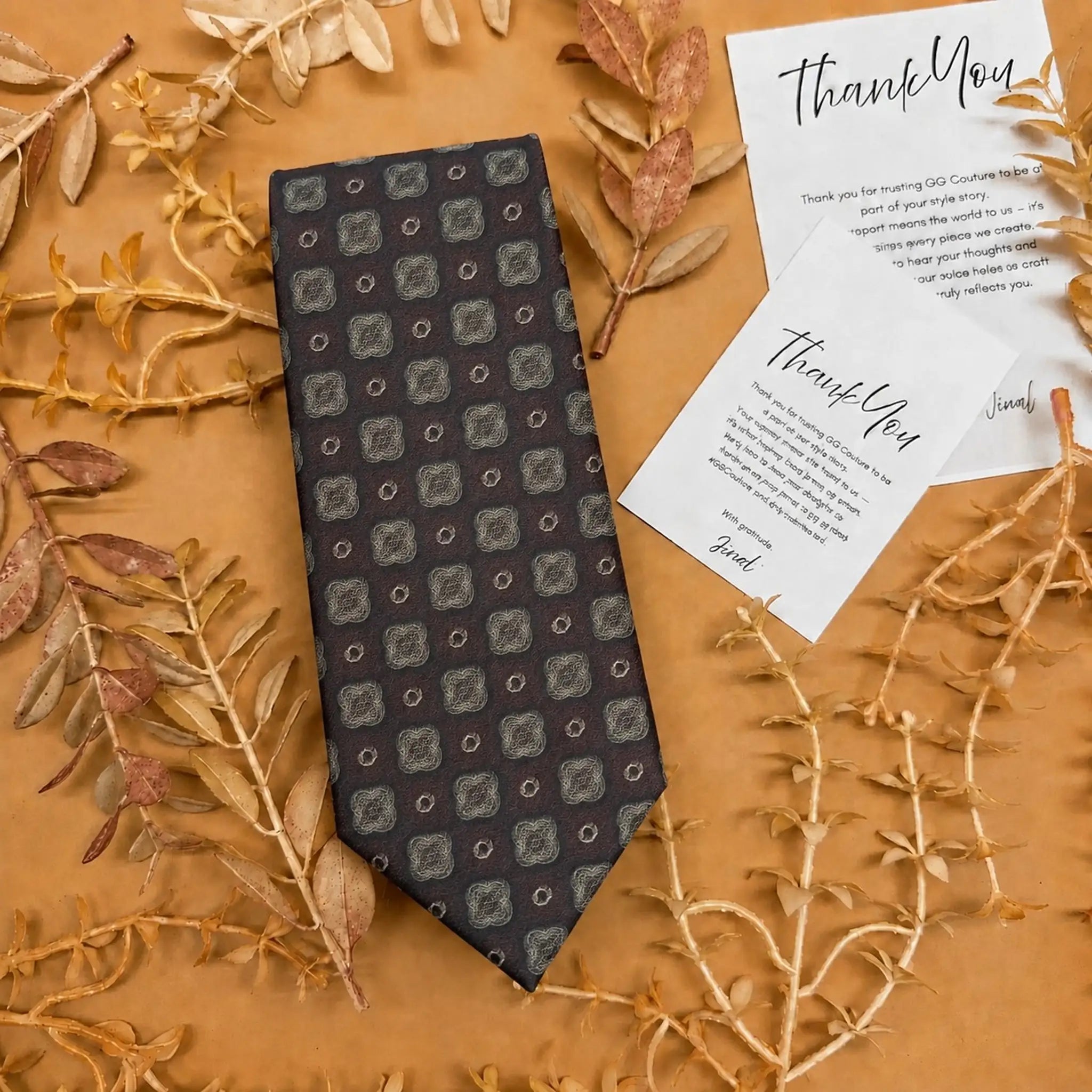 Mocha Medallion Silk Necktie