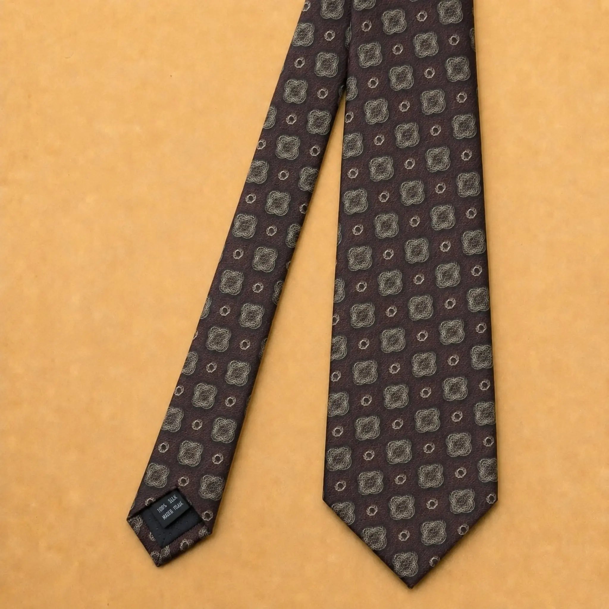Mocha Medallion Silk Necktie