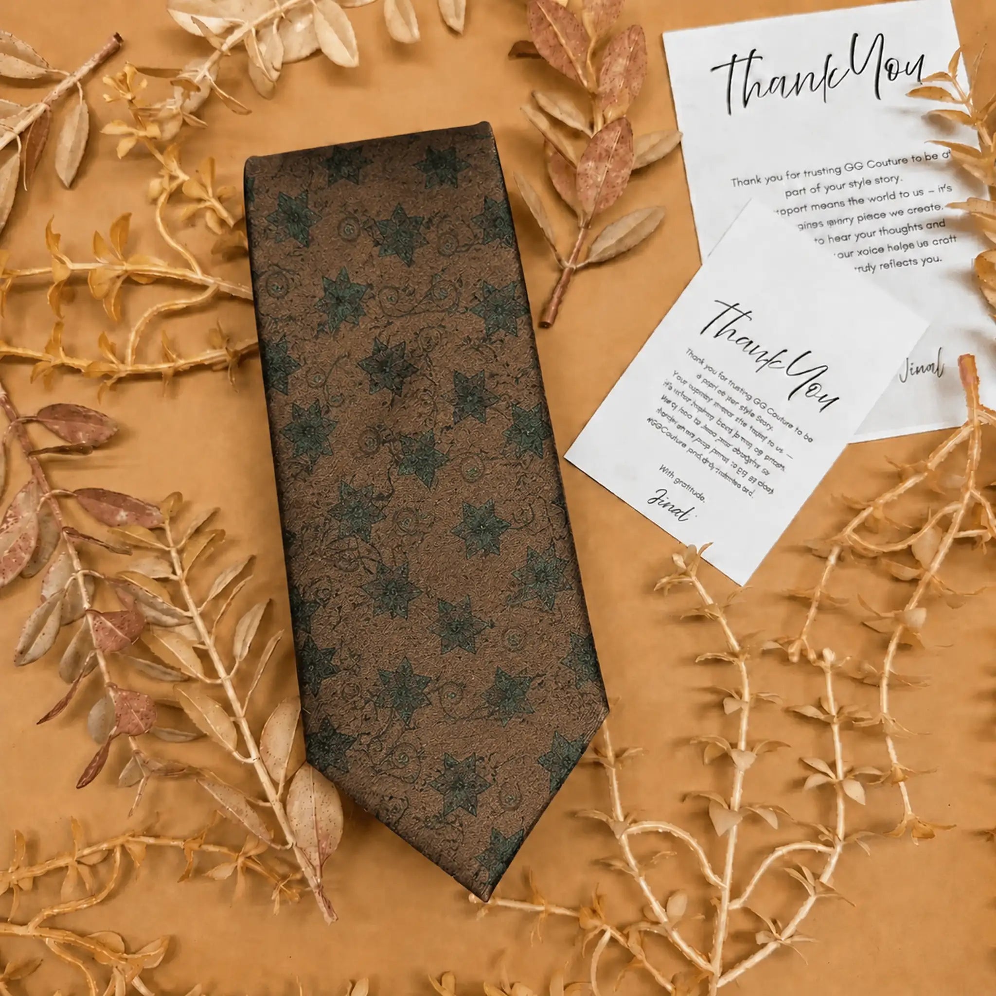 Terracotta Botanical Silk Necktie