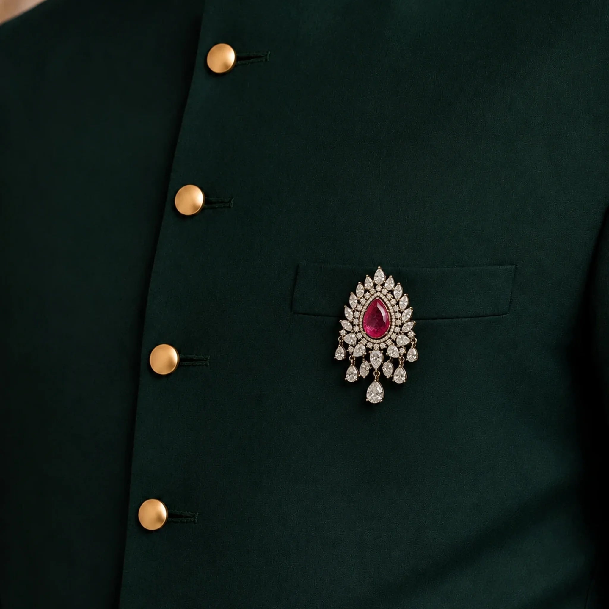 Rani Ruby Cascade Brooch