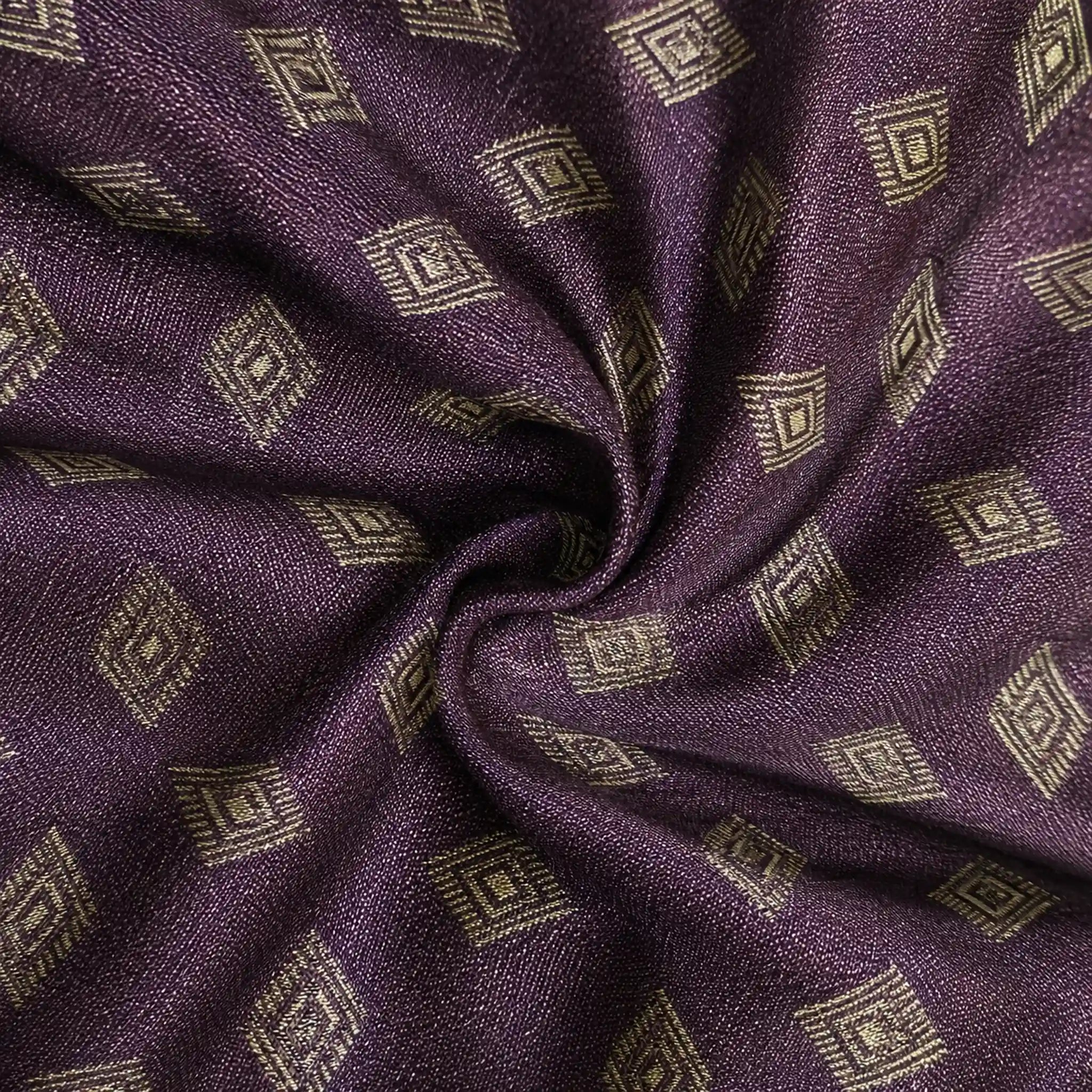 Plum Geometric Silk Pocket Square