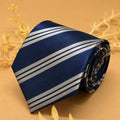 Navy Blue and Gold Stripe Silk Necktie