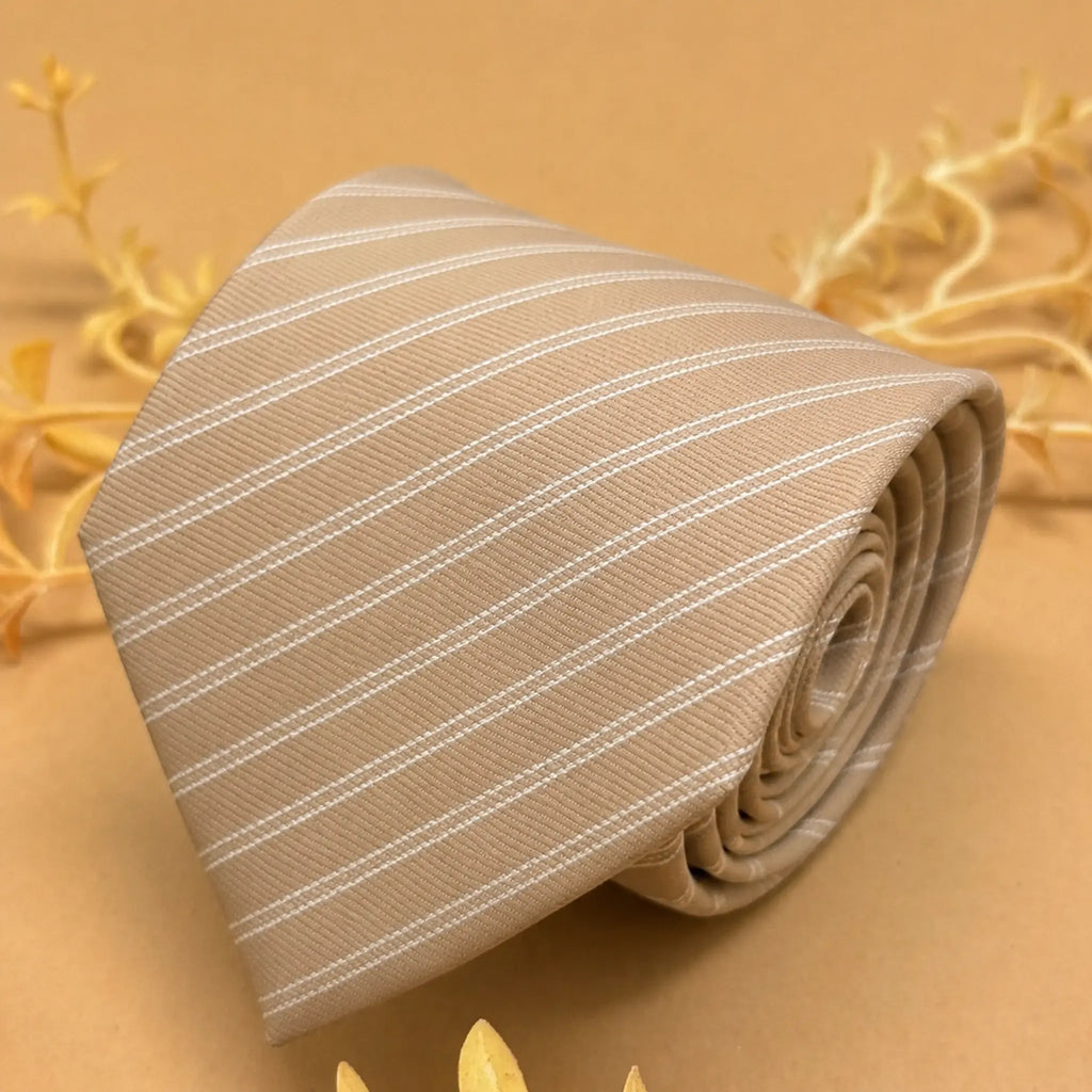 Champagne Beige Stripe Silk Necktie