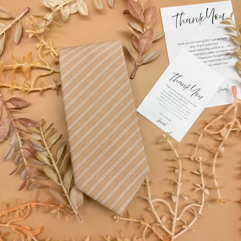Champagne Beige Stripe Silk Necktie