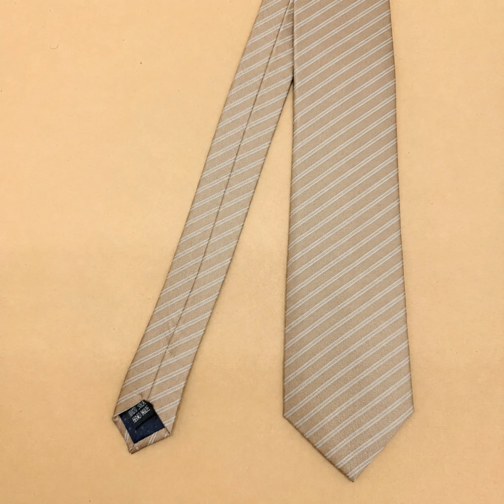 Champagne Beige Stripe Silk Necktie