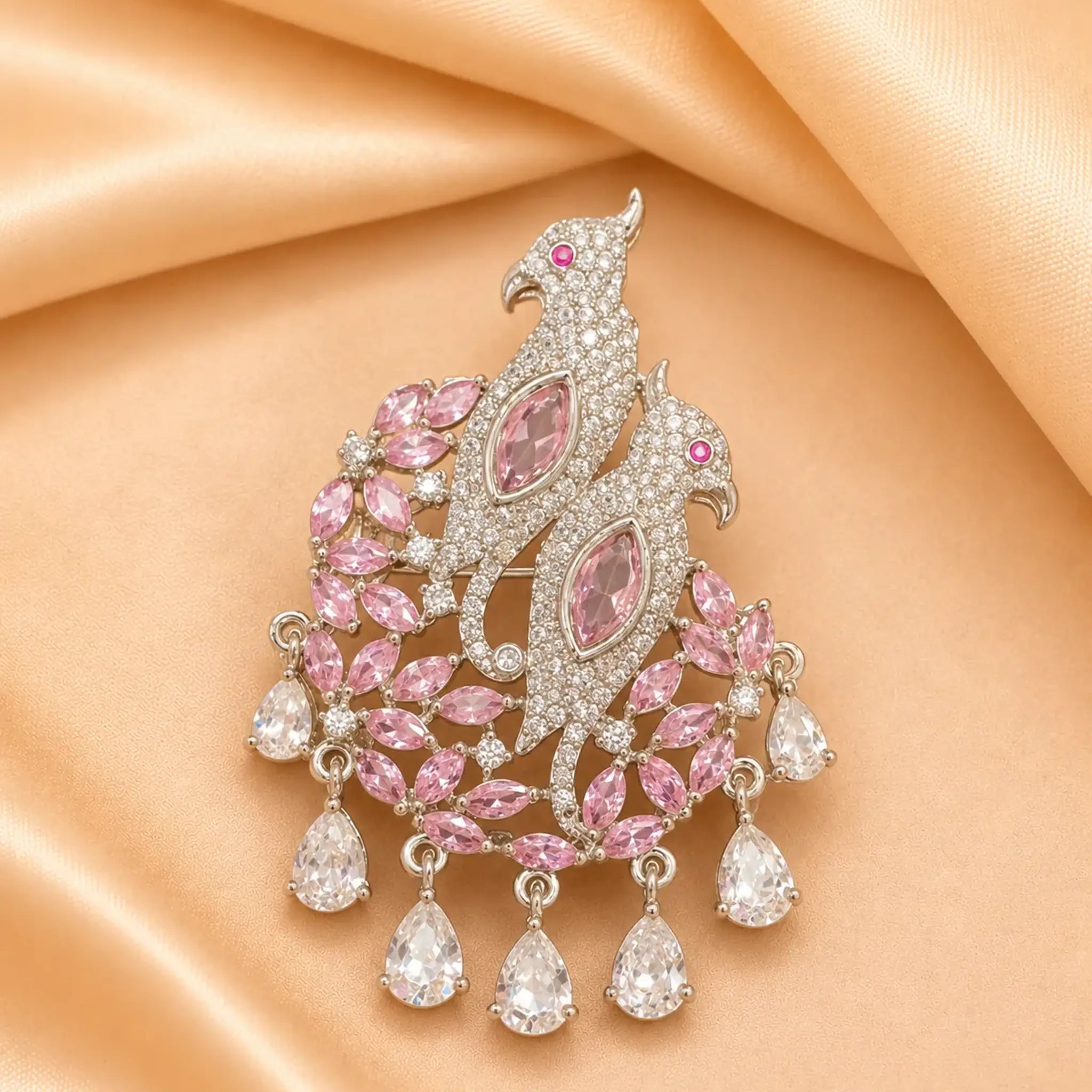 Gulabi Mayura Bloom Brooch