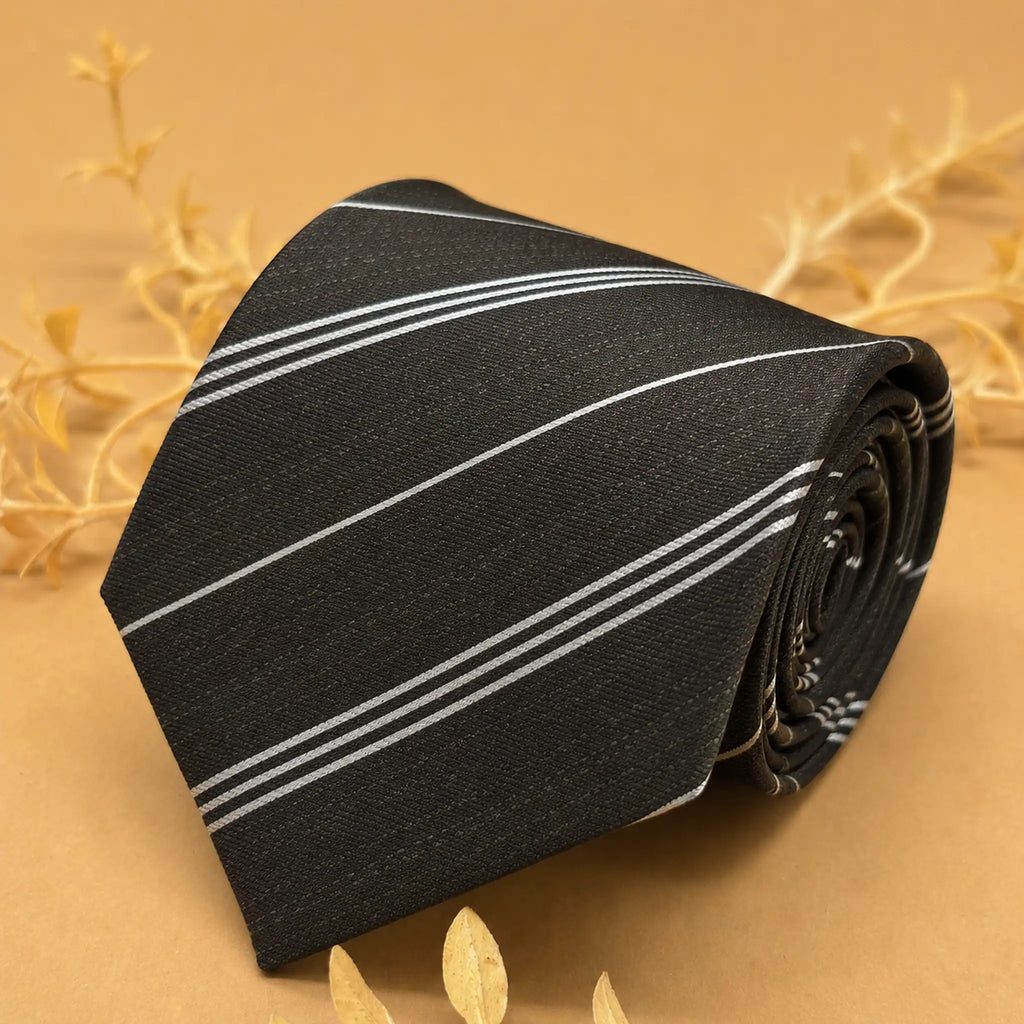 Charcoal Green Stripe Silk Necktie