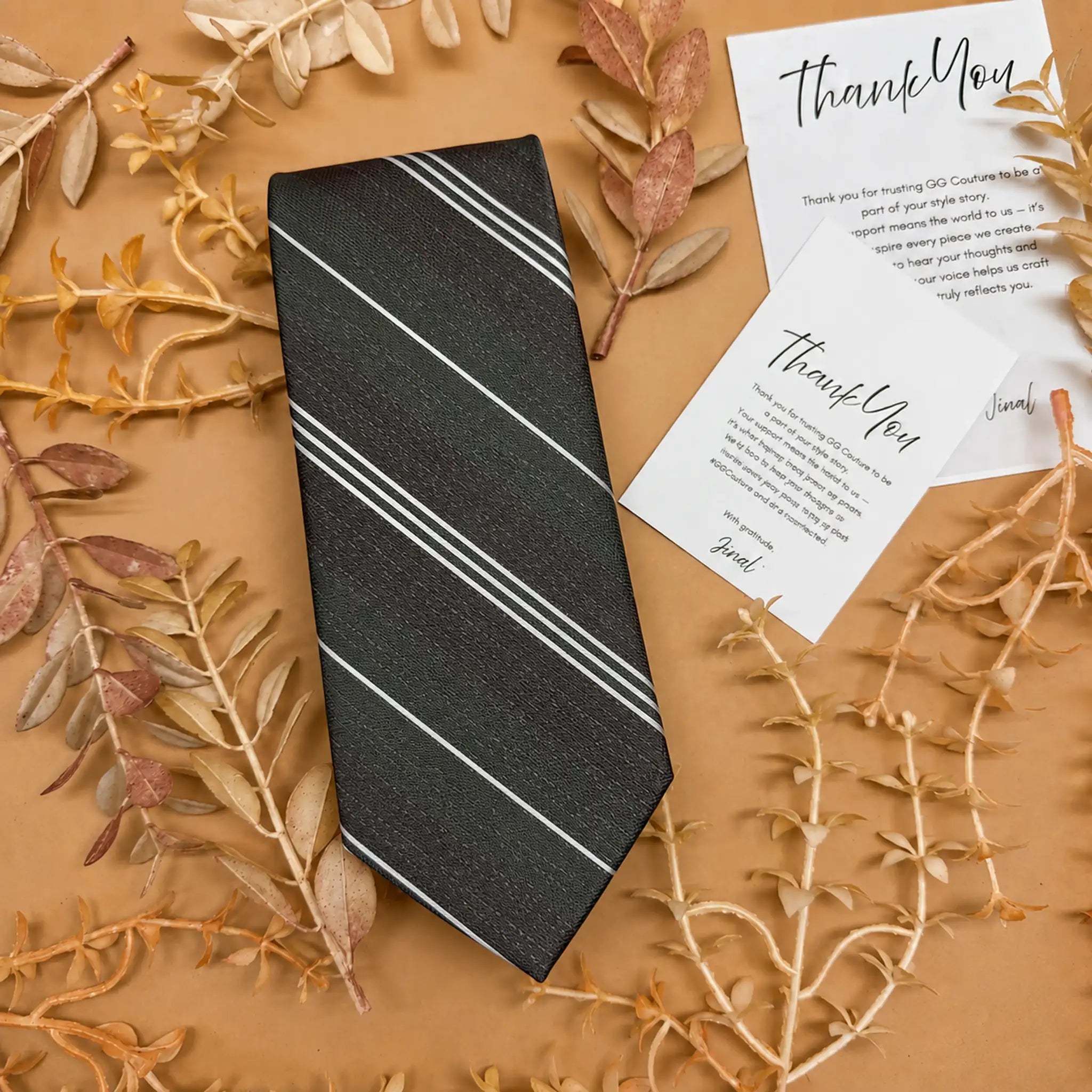 Charcoal Green Stripe Silk Necktie