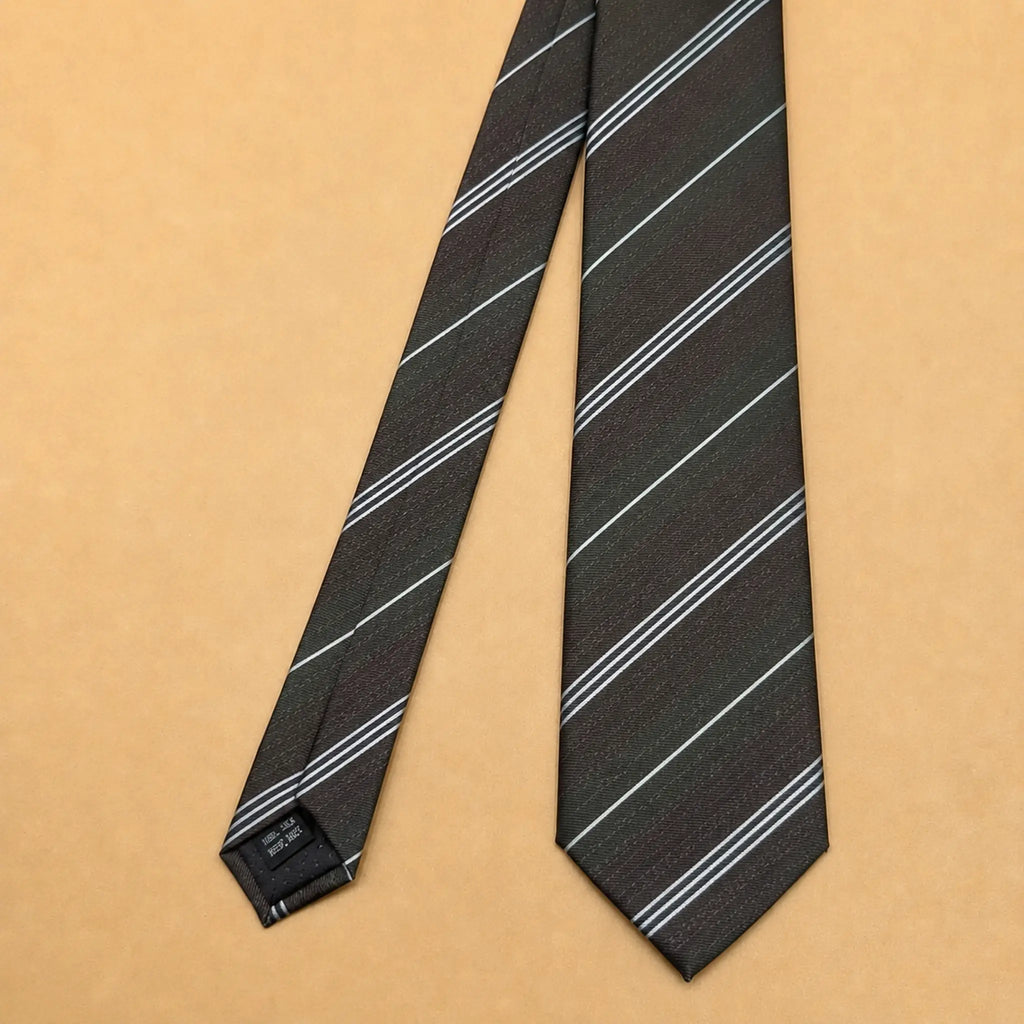 Charcoal Green Stripe Silk Necktie