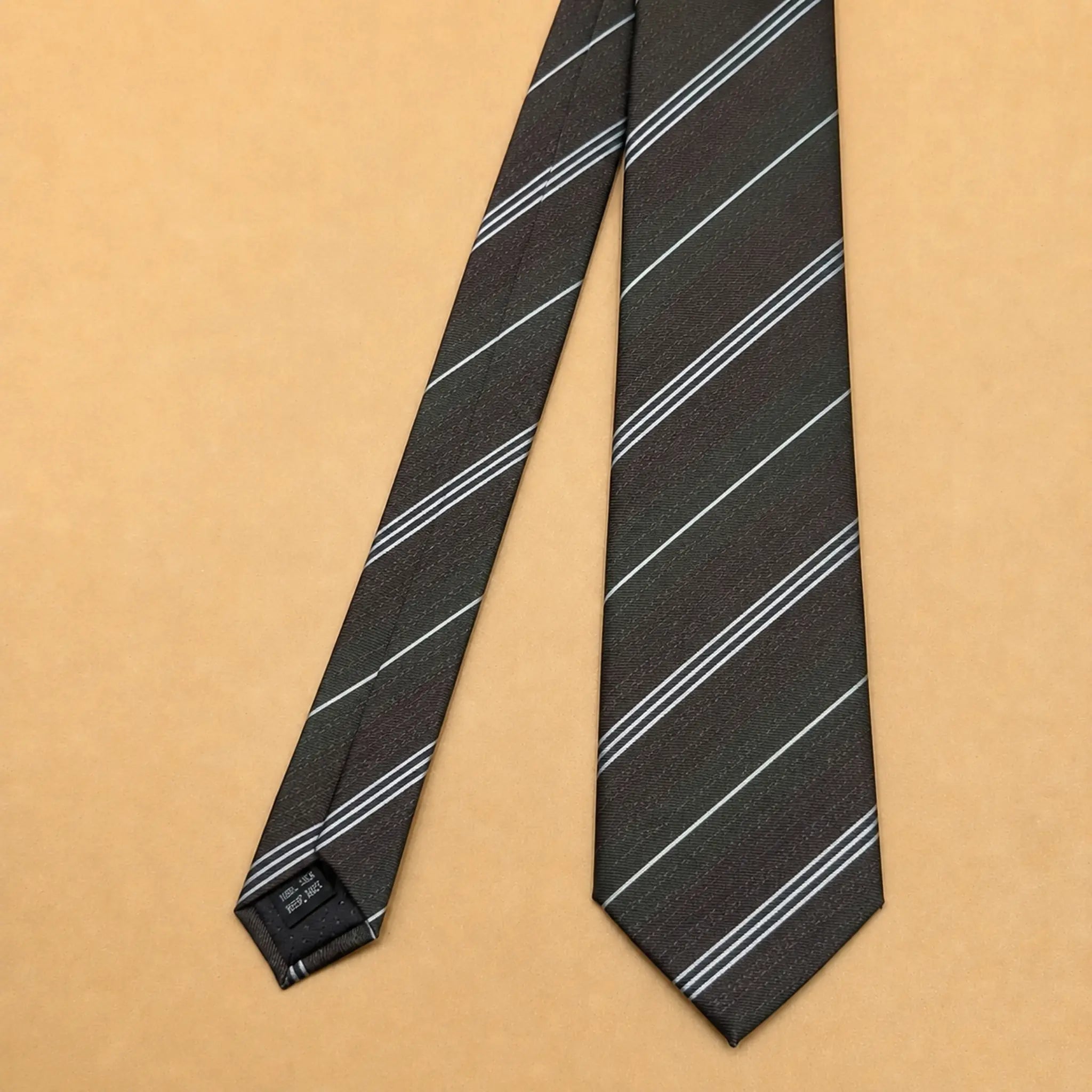 Charcoal Green Stripe Silk Necktie