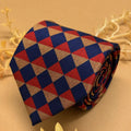 Navy Blue and Rust Argyle Silk Necktie