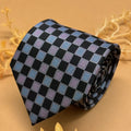 Black and Silver Blue Checker Silk Necktie