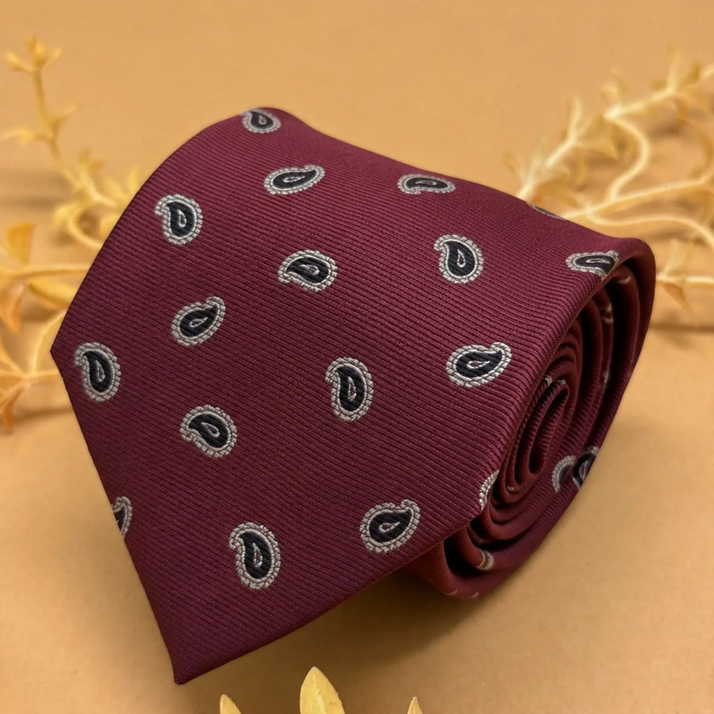 Dusty Rose' Burgundy Paisley Silk Necktie