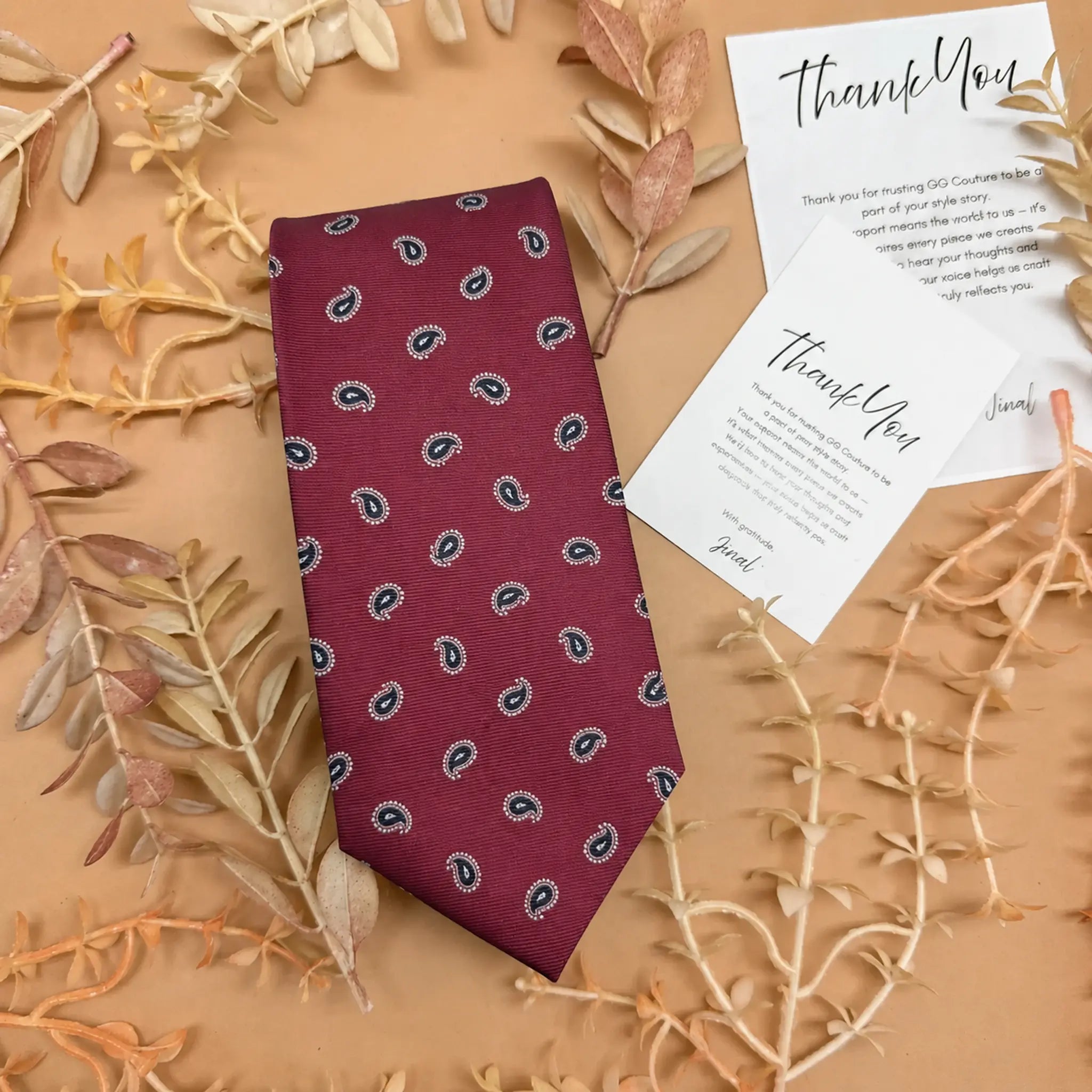 Dusty Rose' Burgundy Paisley Silk Necktie
