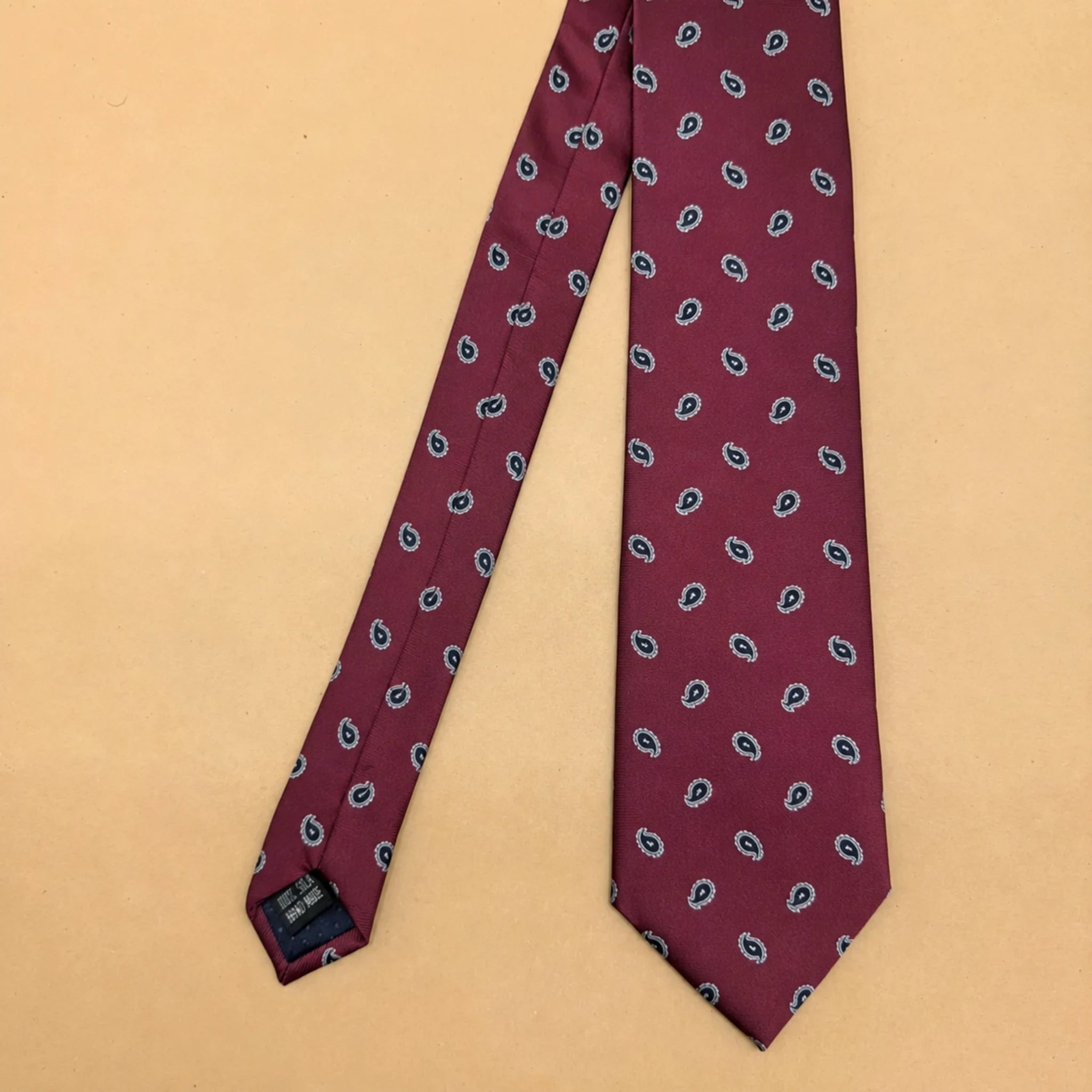 Dusty Rose' Burgundy Paisley Silk Necktie