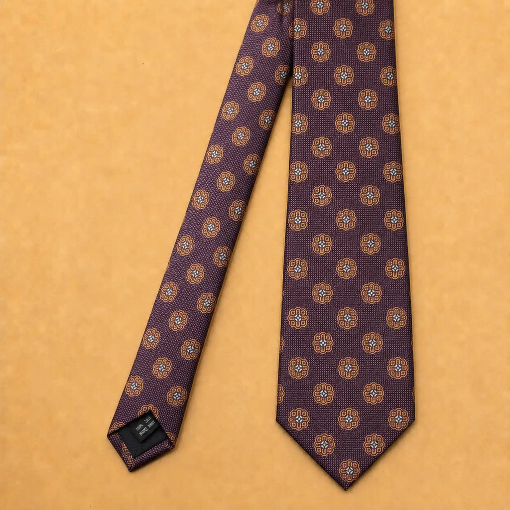 Burgundy Medallion Silk Necktie