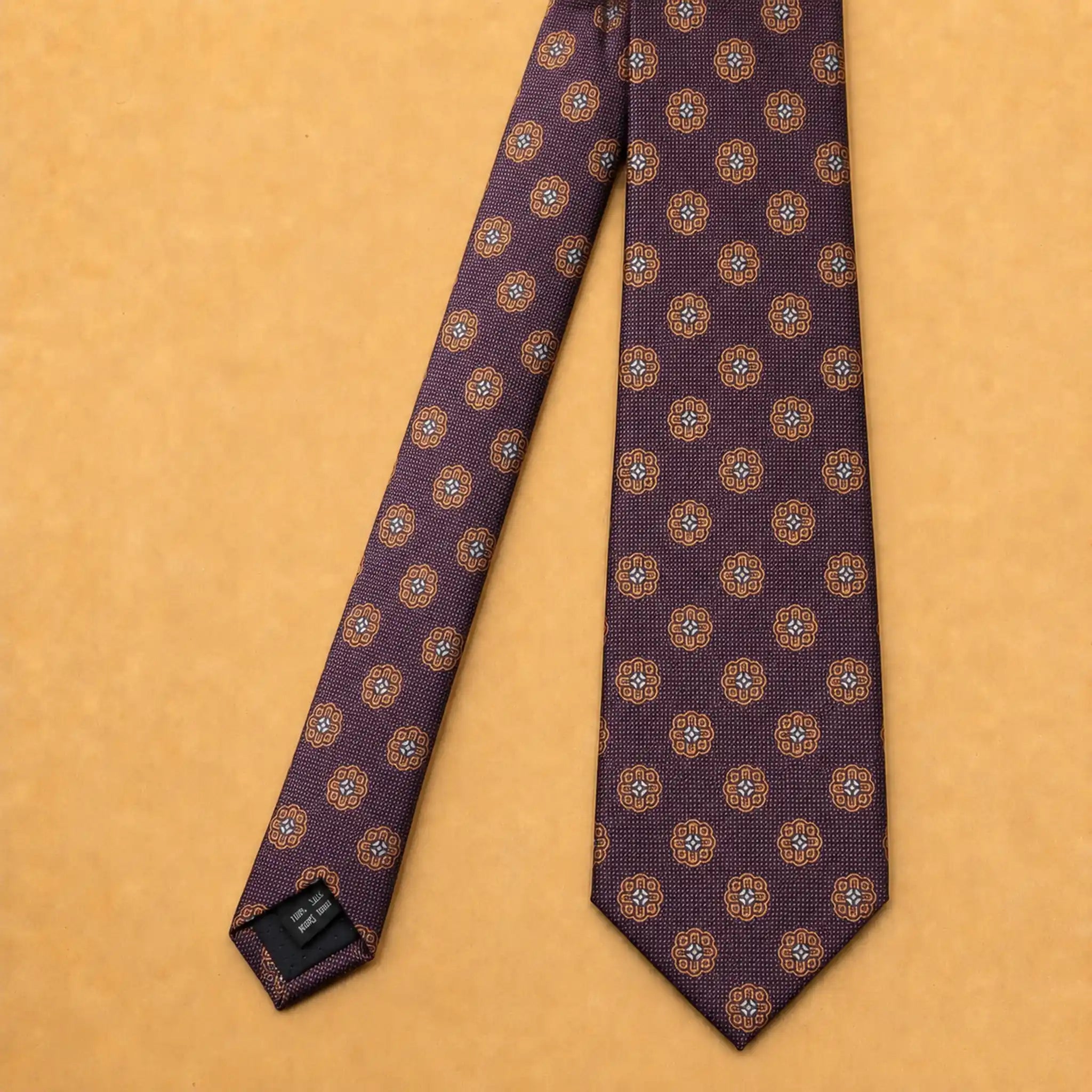 Burgundy Medallion Silk Necktie
