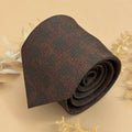 Rust Brown Botanical Motif Silk Necktie