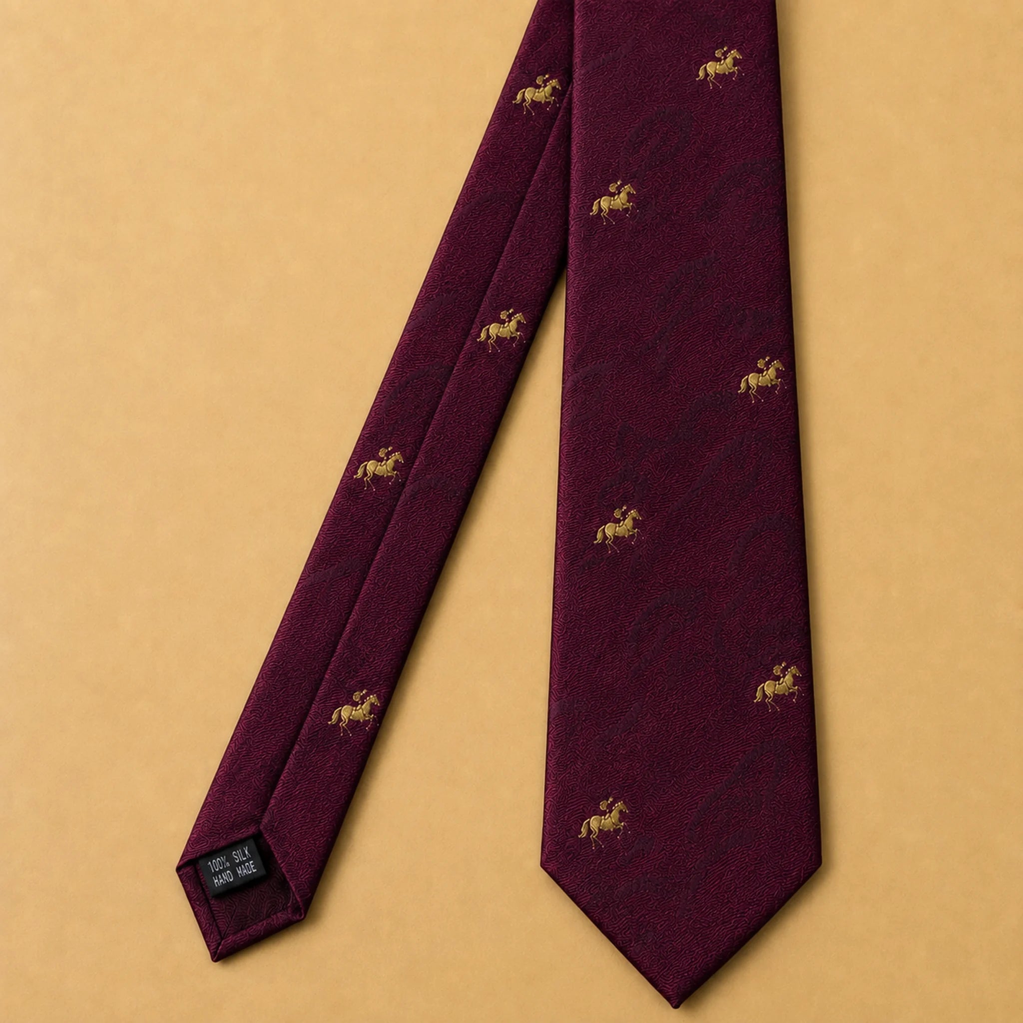 Wine Gold Equestrian Silk Necktie