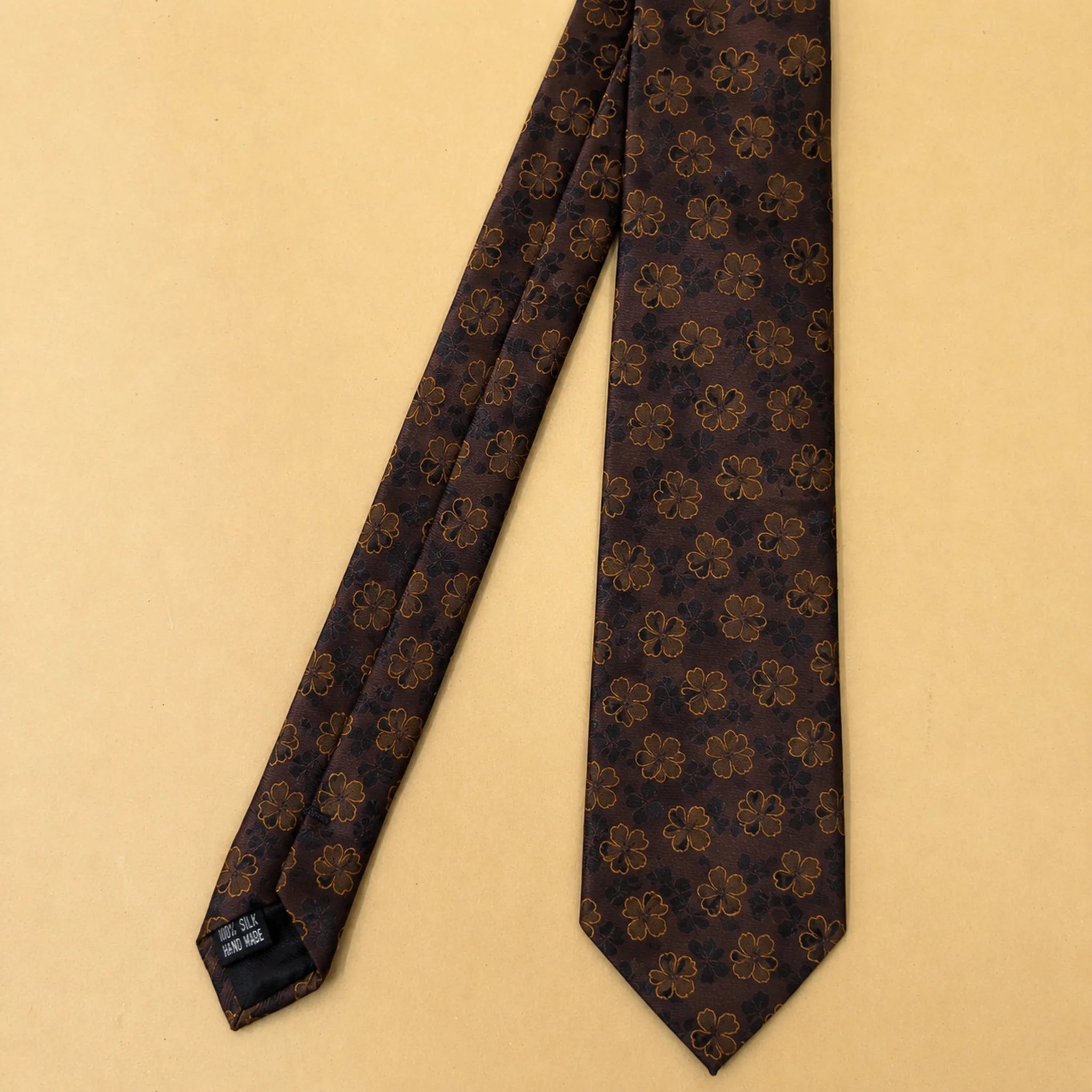 Espresso Gold Floral Silk Necktie