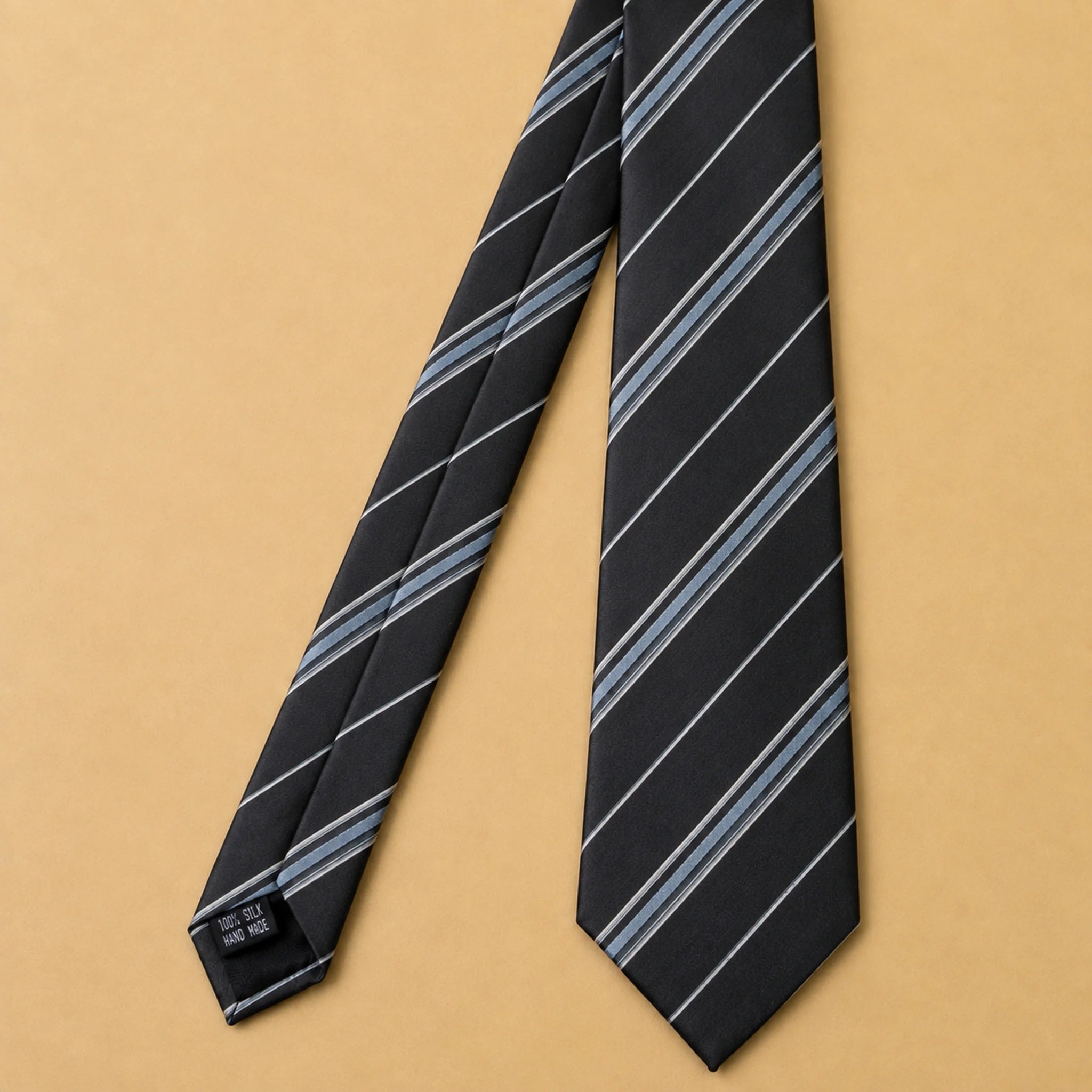 Charcoal Silver Stripe Silk Necktie