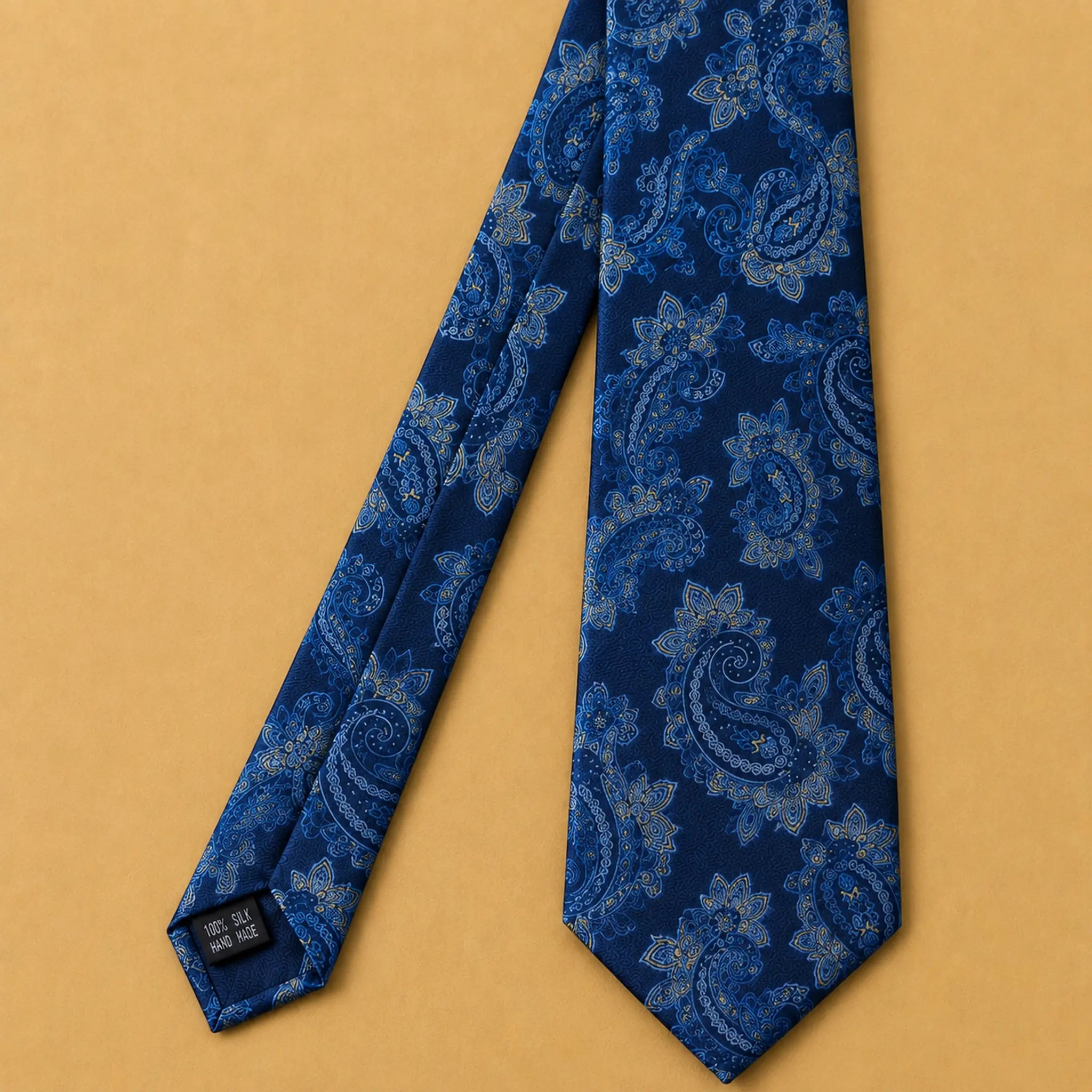 Navy Sapphire Paisley Silk Necktie