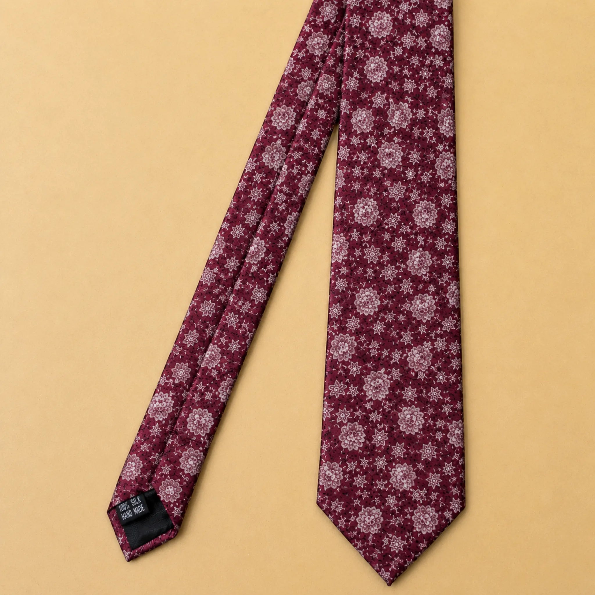 Burgundy Blush Floral Silk Necktie
