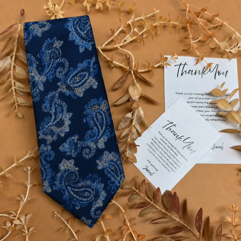 Navy Sapphire Paisley Silk Necktie