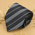 Charcoal Silver Stripe Silk Necktie