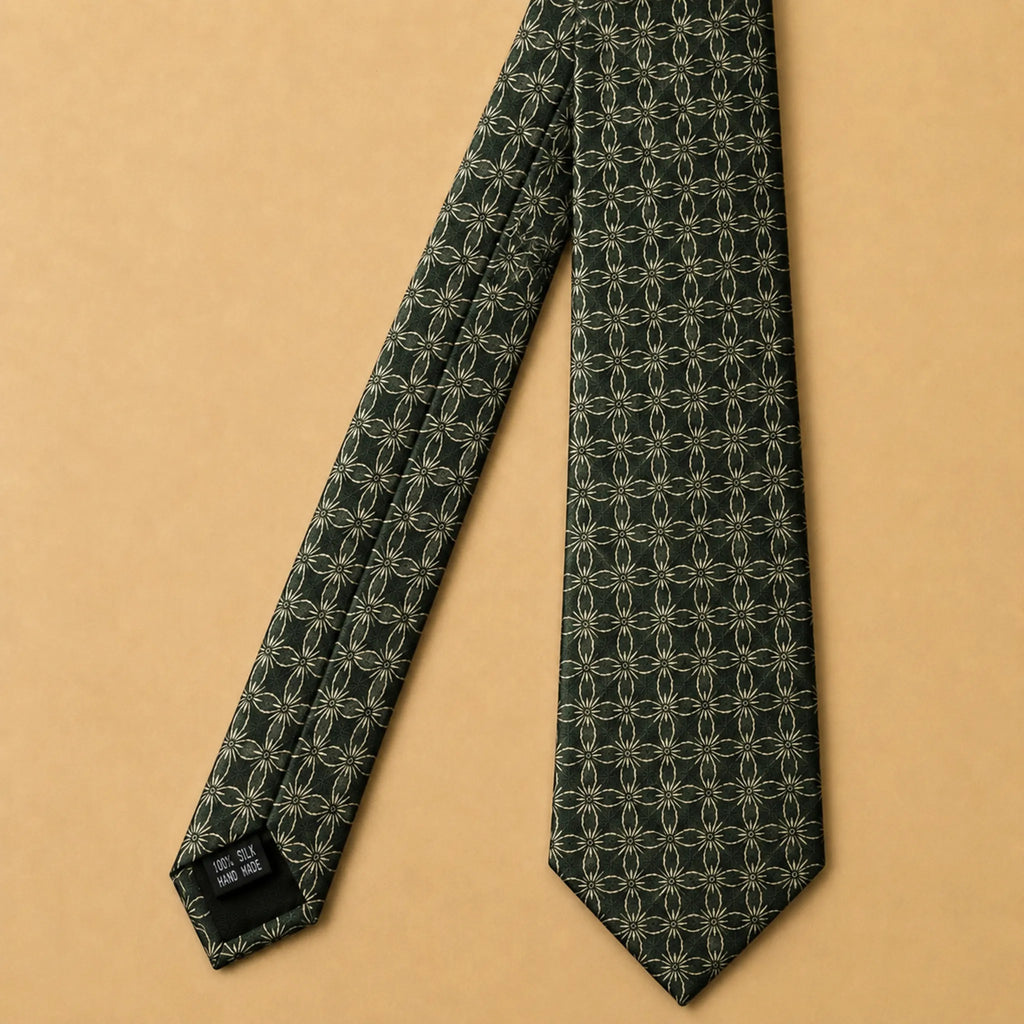 Forest Green Starburst Silk Necktie