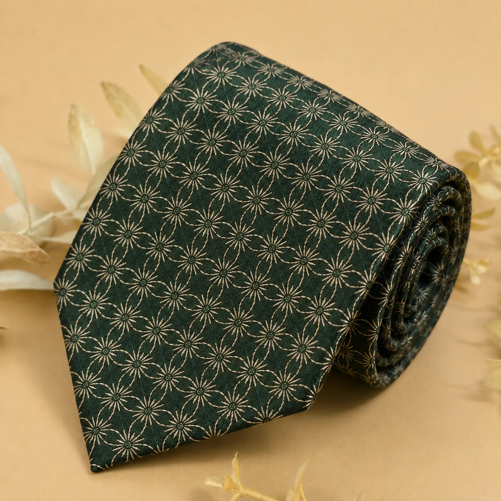 Forest Green Starburst Silk Necktie