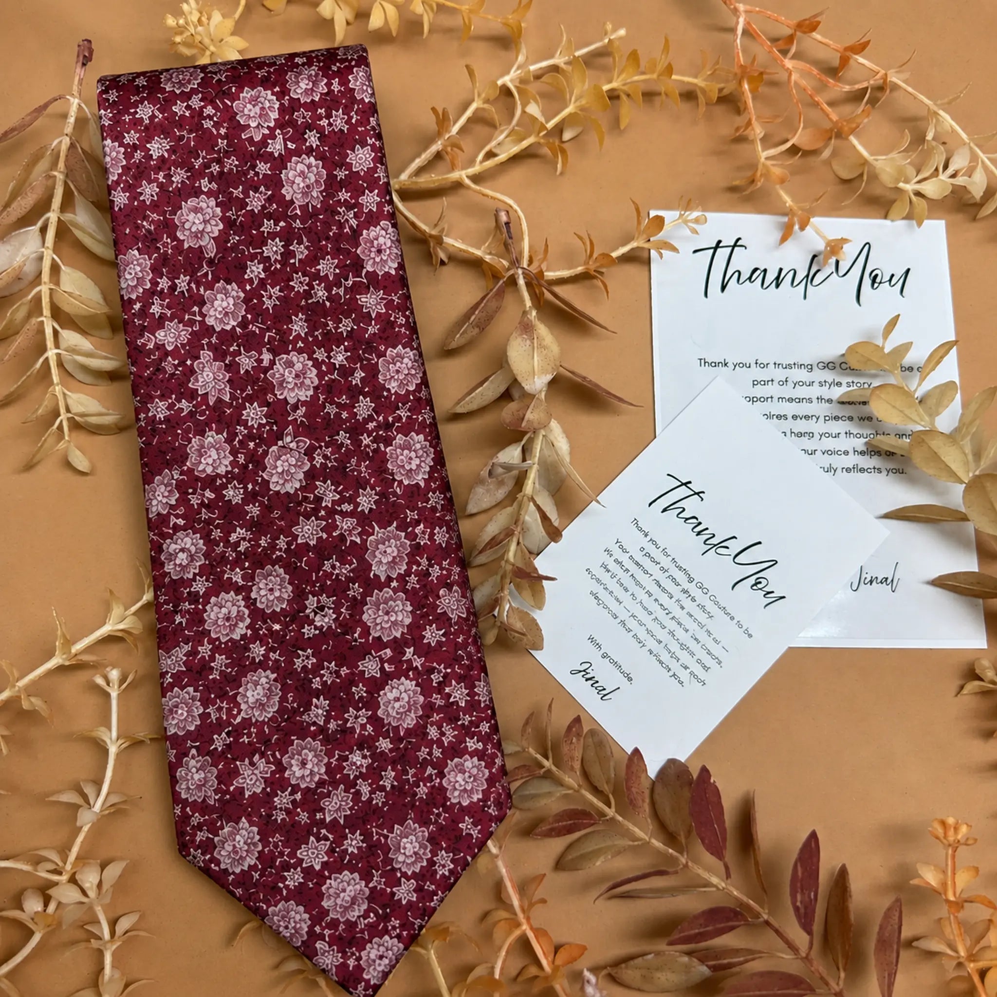 Burgundy Blush Floral Silk Necktie