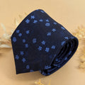 Navy Sky Blue Floral Silk Necktie