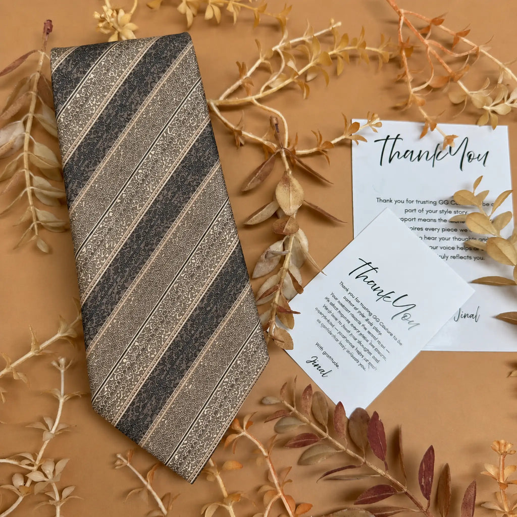 Charcoal Taupe Stripe Silk Necktie