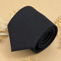 Jet Black Herringbone Silk Necktie