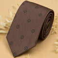 Beige Teal Floral Silk Necktie