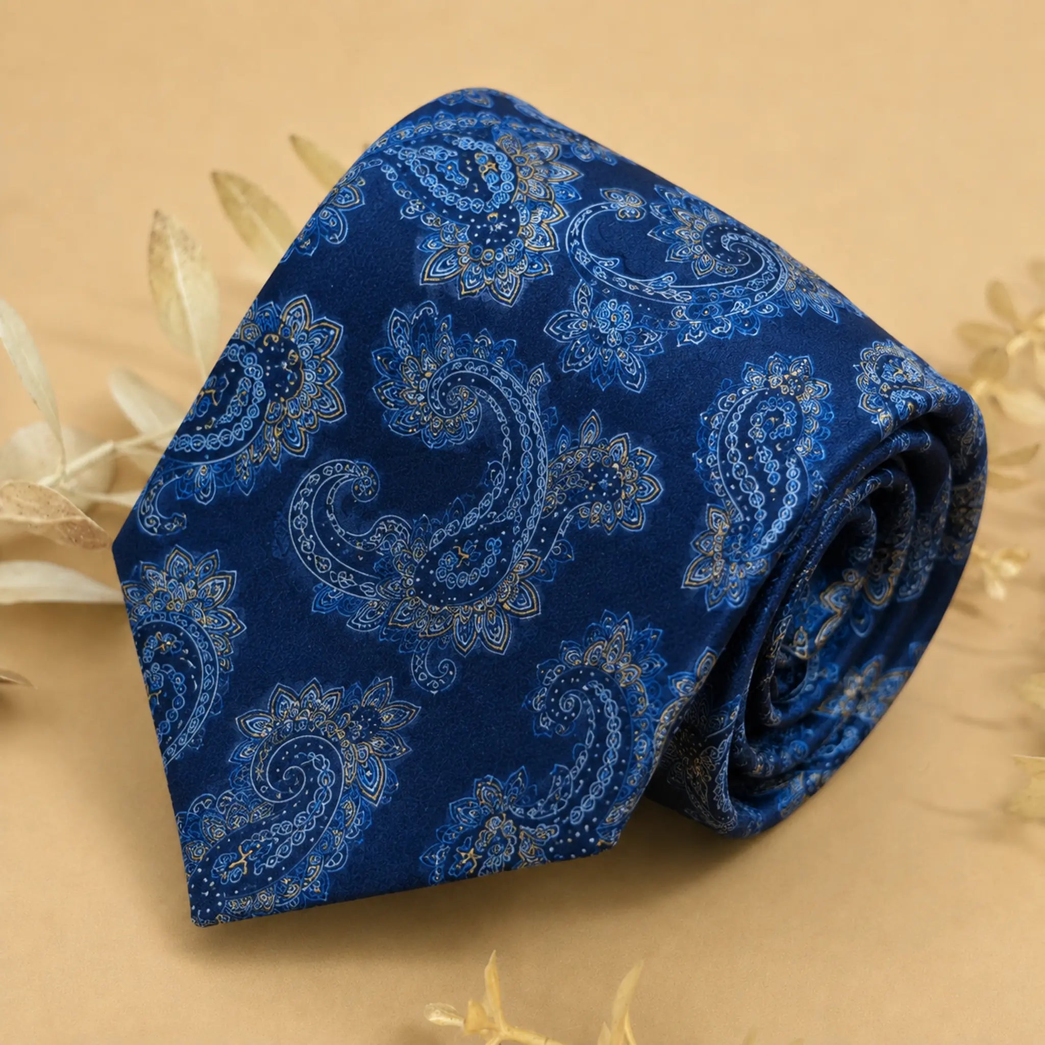 Navy Sapphire Paisley Silk Necktie