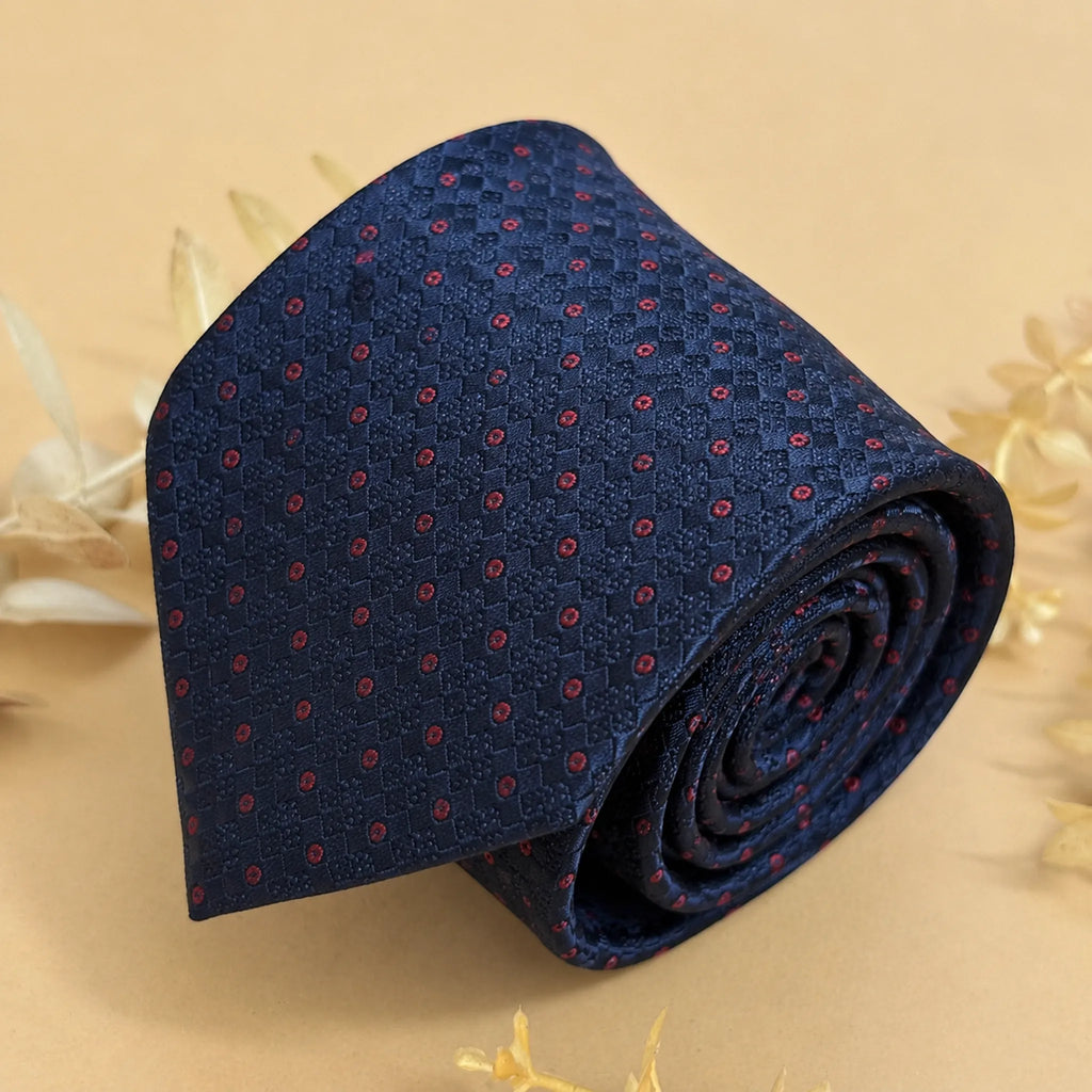Navy Scarlet Micro Dot Silk Necktie