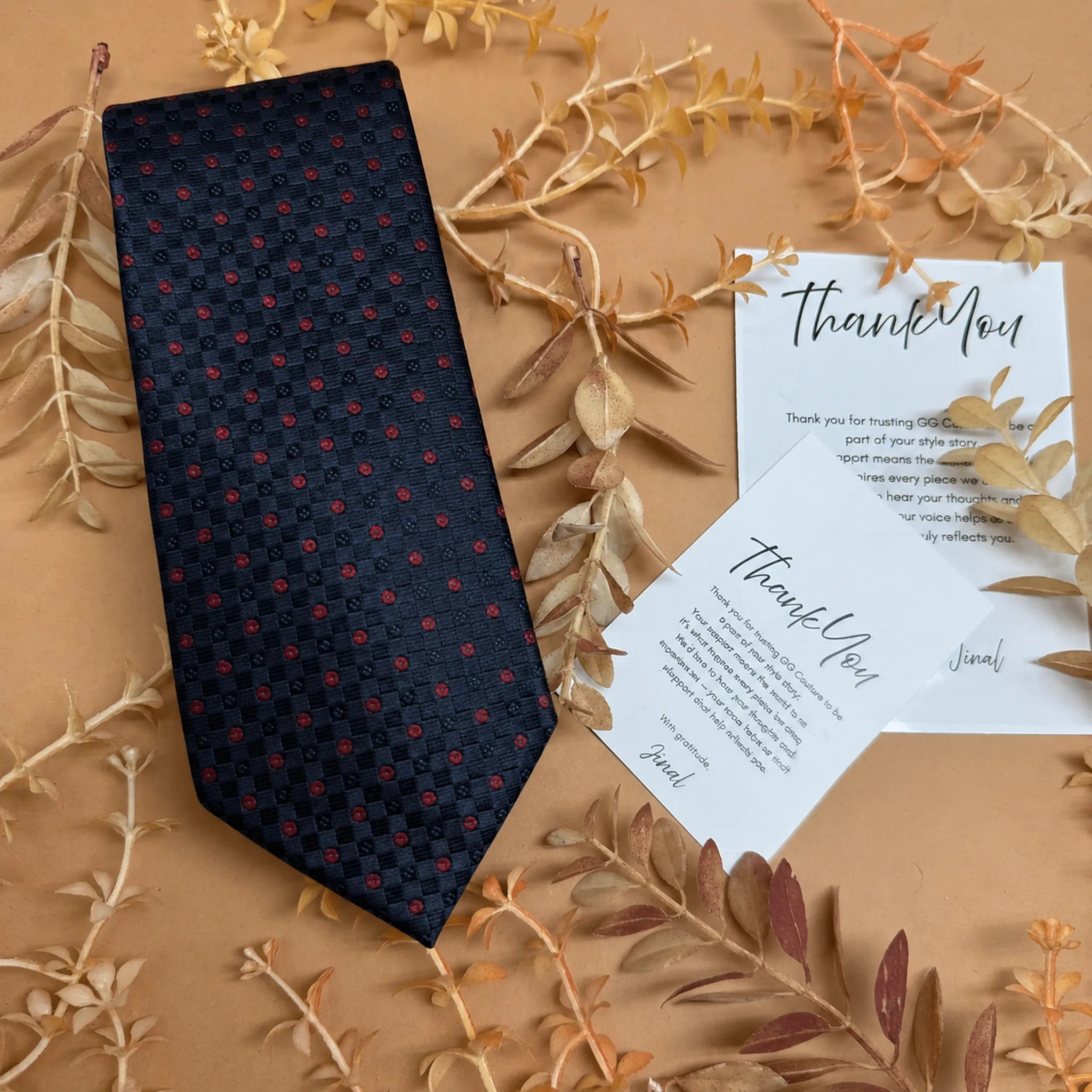 Navy Scarlet Micro Dot Silk Necktie