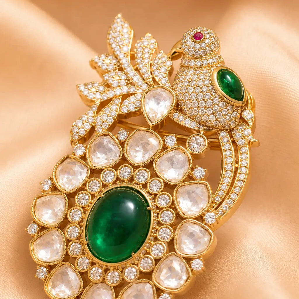 Emerald Mayura Royale Brooch