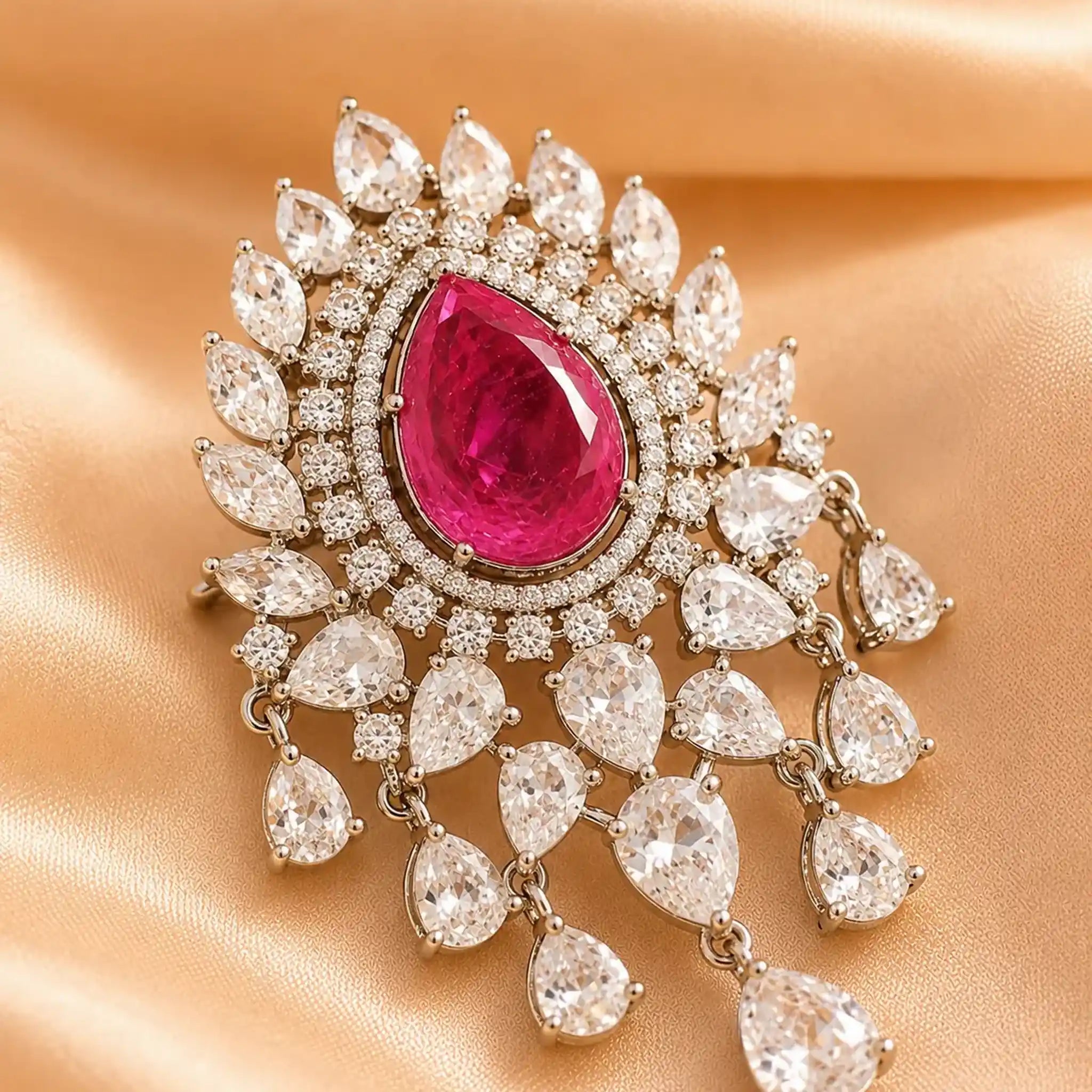 Rani Ruby Cascade Brooch