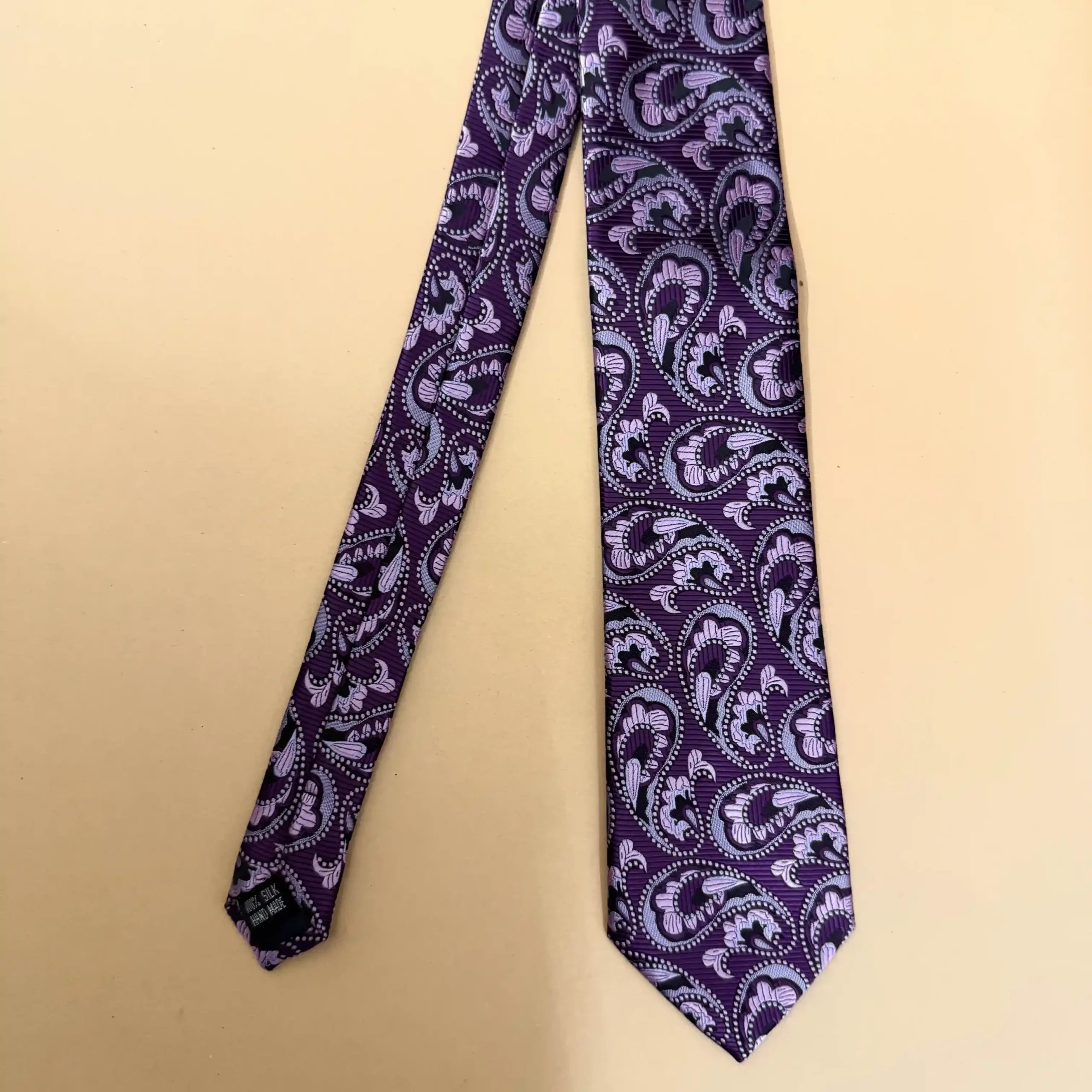 Purple Pink Designer Paisley Silk Necktie