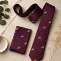 Scarlet Equestrian Silk Tie & Pocket Square Set