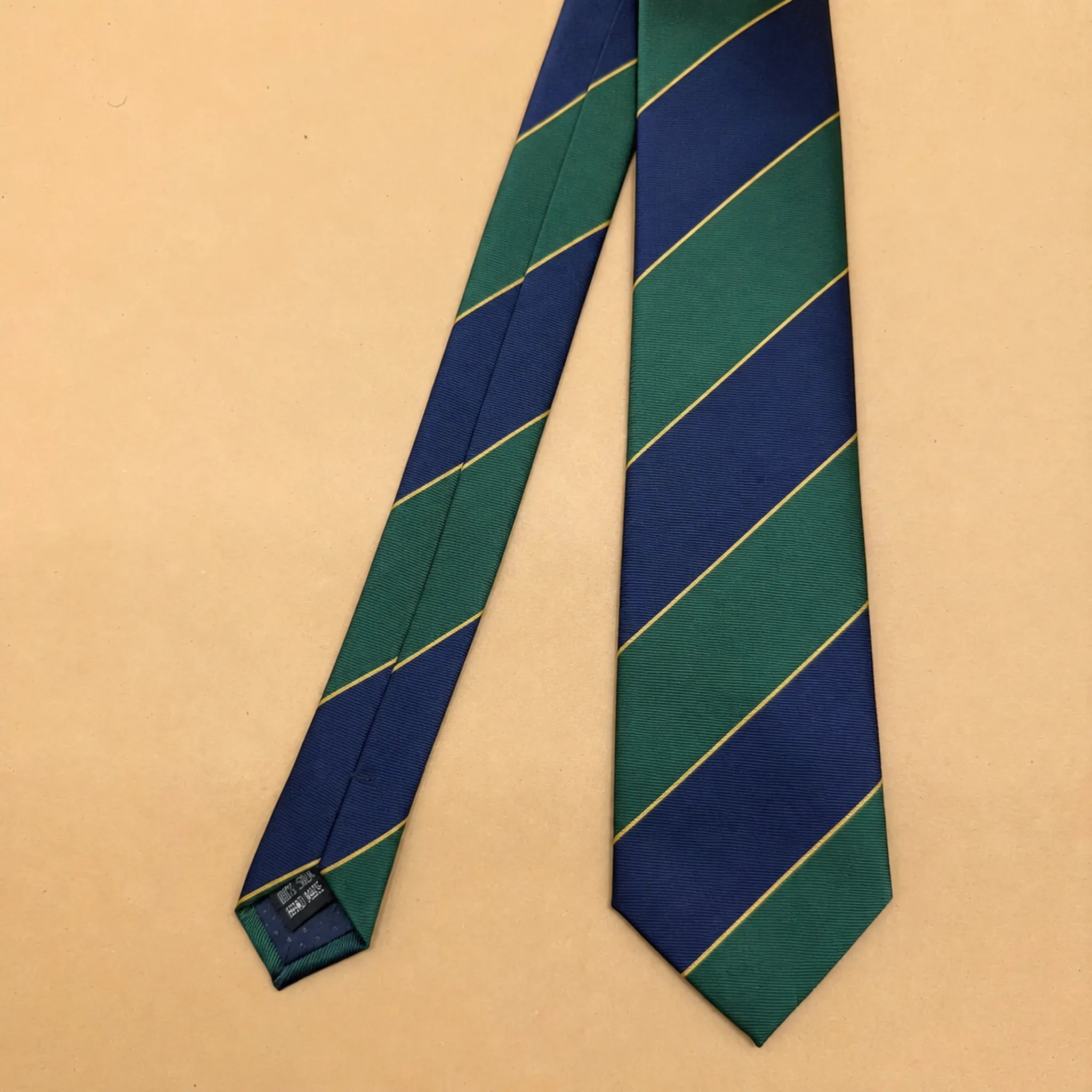Royal Blue and Emerald Green Stripe Silk Necktie