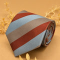 Dusty Rose and  Blue Color Block Silk Necktie
