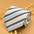 White and Brown Multi Stripe Silk Necktie