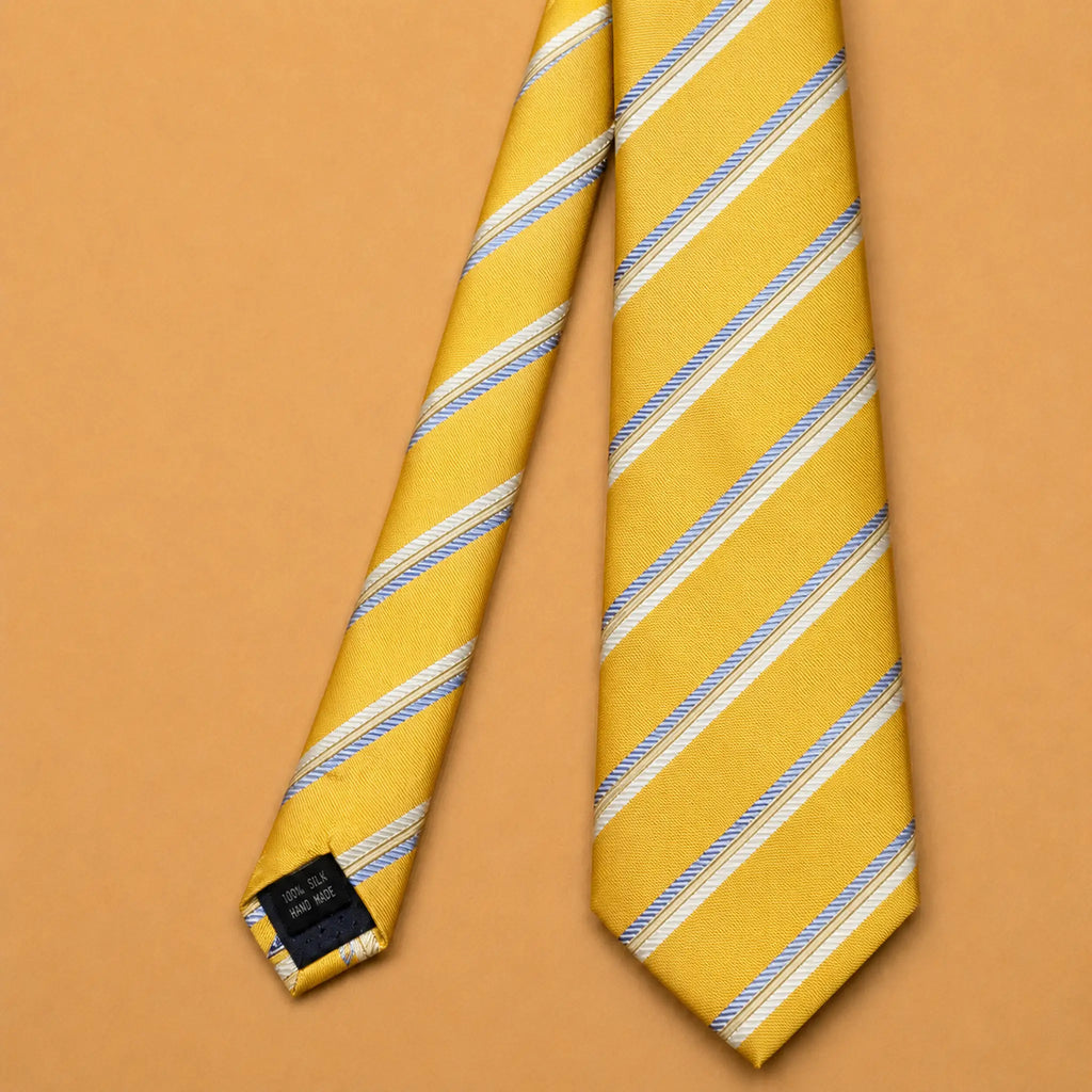 Golden Yellow Stripe Silk Necktie