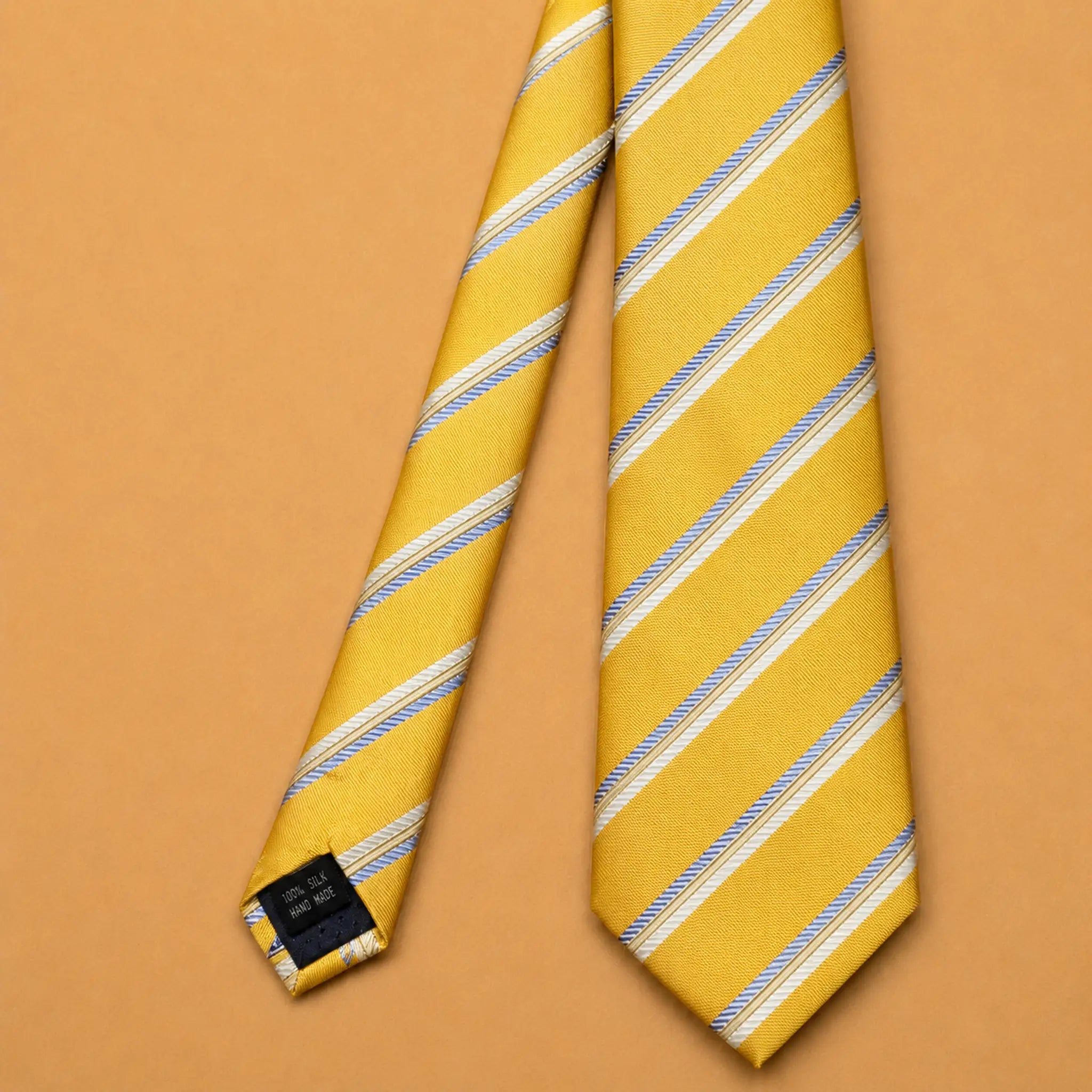 Golden Yellow Stripe Silk Necktie
