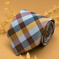 Beige Multi Colored Check Silk Necktie